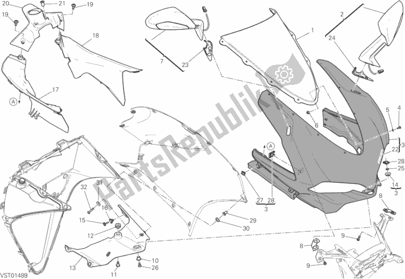 Alle onderdelen voor de Motorkap van de Ducati Superbike 959 Panigale ABS USA 2019